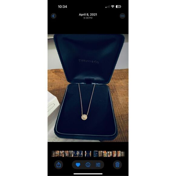 18k rose gold Tiffany soleste pendant .30ct 16in chain - Picture 2 of 11